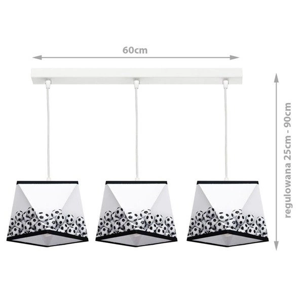 Lampa wisząca nowoczesna listwa MUNDIAL 3D III szer. 72cm piłka nożna