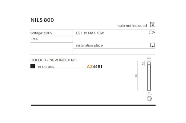 Azzardo NILS 800 BK 4481