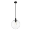 Lampa wisząca PUERTO, śr. 25cm, czarna z transparentnym kloszem, 1x50W E27