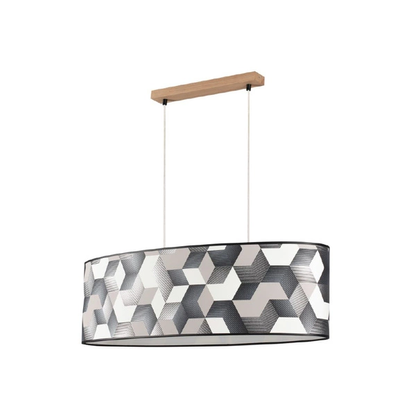 Lampa Wisząca Espacio 2xE27 Max.40W Dąb Olejowany/Przezroczysty Kabel PCV/Tapeta Wielobarwna 17480274