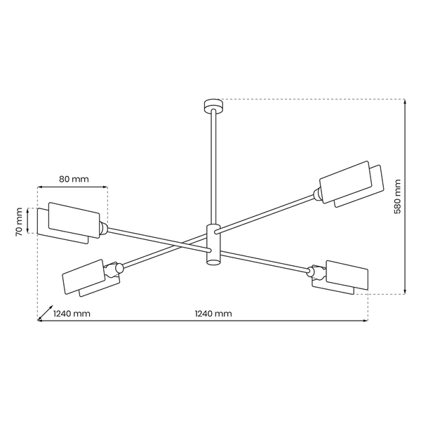Lampa sufitowa ASTRA, MLP8679, czarna, 4x60W E27