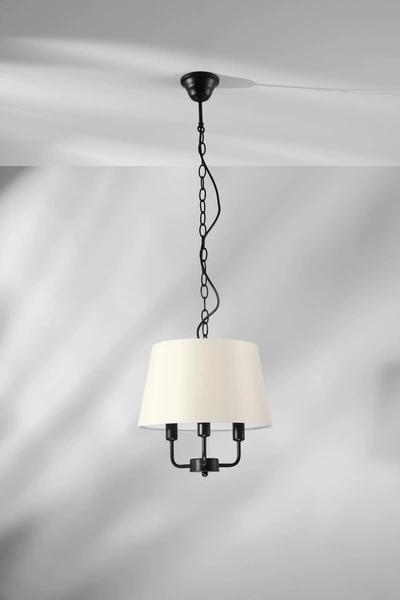 PASTERI LAMPA WISZĄCA CZARNY MATOWY 3X40 E14 ABAŻUR BEŻOWY