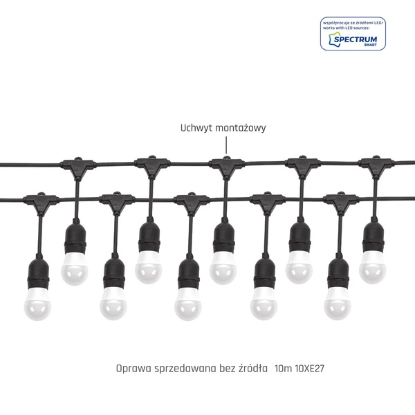 GIRLANDA 10M 10XE27 ŁĄCZONA SPECTRUM