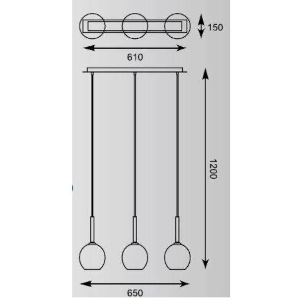 Lampa wisząca MONIC chrom szer. 65cm.