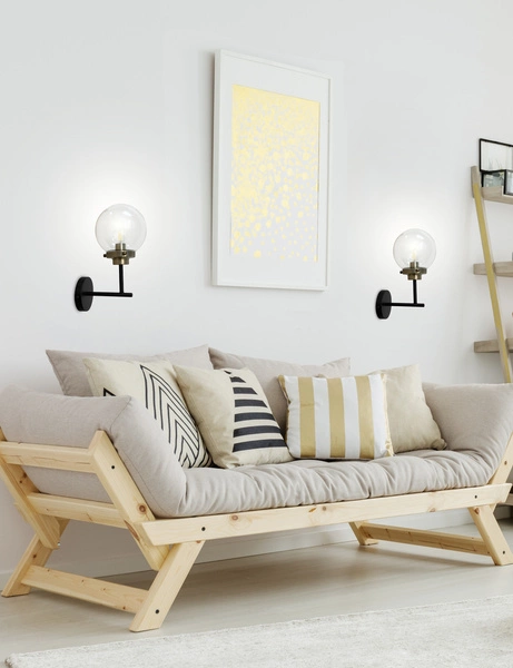 Kinkiet LENS, 21-01283, czarny/patynowy/transparentny, 1x40W E14