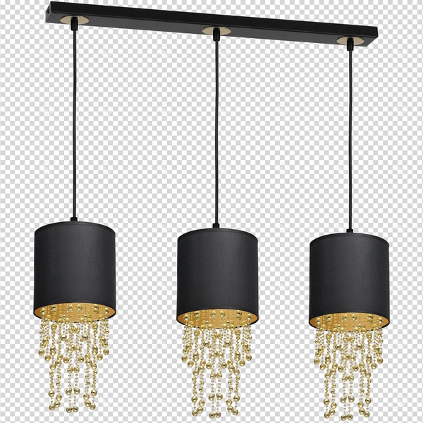 Nowoczesna lampa wisząca listwa ALMERIA BLACK/GOLD 3xE27 MLP64400