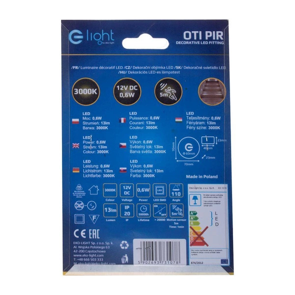 Oprawa schodowa 0,6W OTI ciepła 3000K