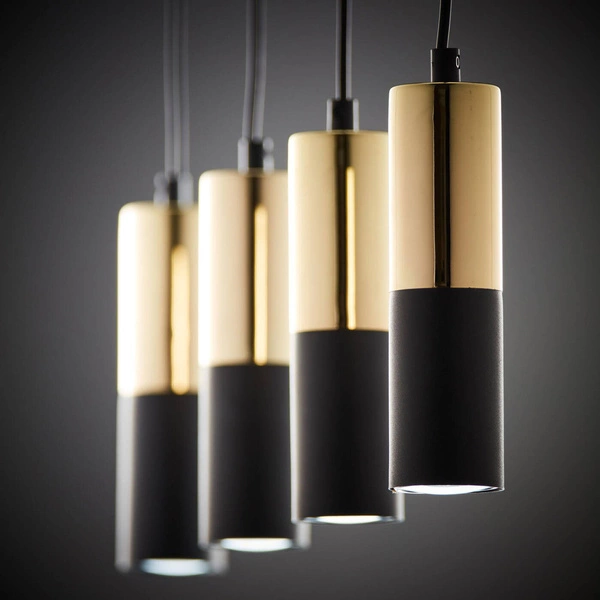 Nowoczesna lampa wisząca 4 klosze ELIT BLACK 4367 | czarna złota 4367