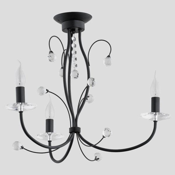 Żyrandol klasyczny świecznikowy PERLOTA śr. 52cm czarny