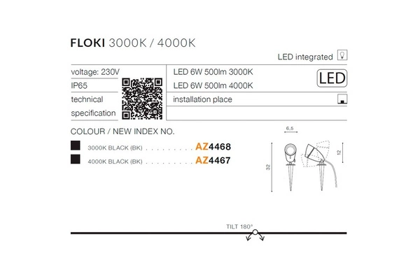 Azzardo FLOKI 4000K BK 4467
