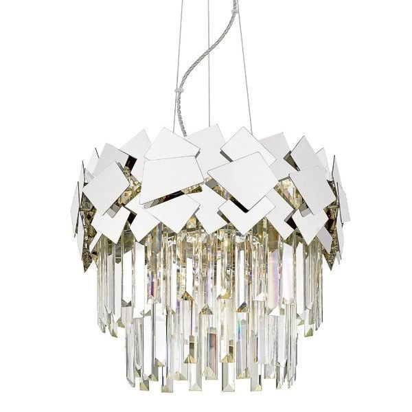 Luksusowy żyrandol QUASAR lustrzane zdobienia 5x E14 40W | srebrny