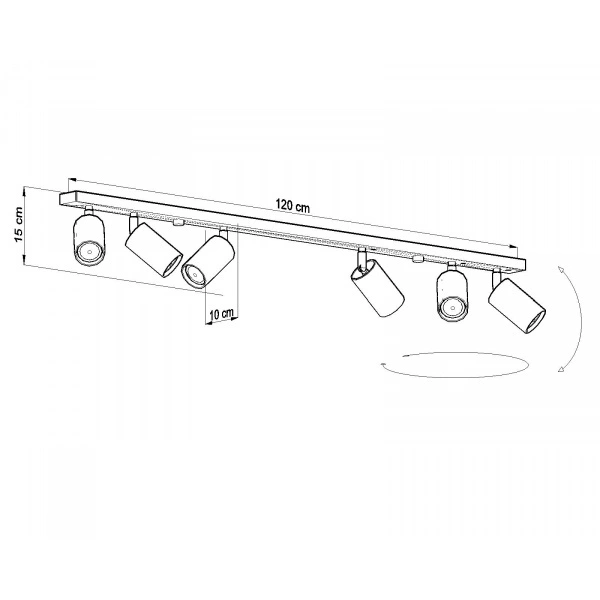 Elegancka lampa sufitowa spot Plafon RING 4 liniowy GU10 LED 120cm | chrom