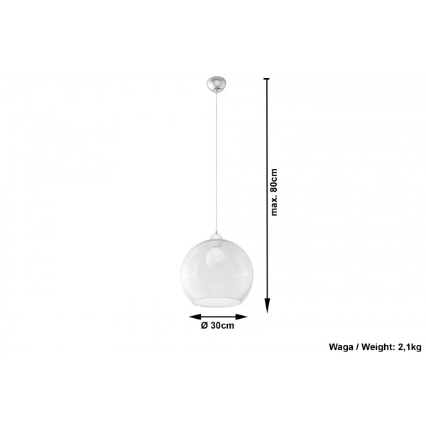 Szklana lampa wisząca BALL SL.0248 Transparentna 1xE27