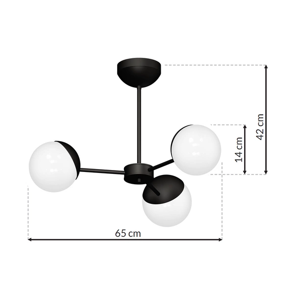 Lampa sufitowa nowoczesna szklana kula żyrandol SFERA III czarny/biały śr. 66cm