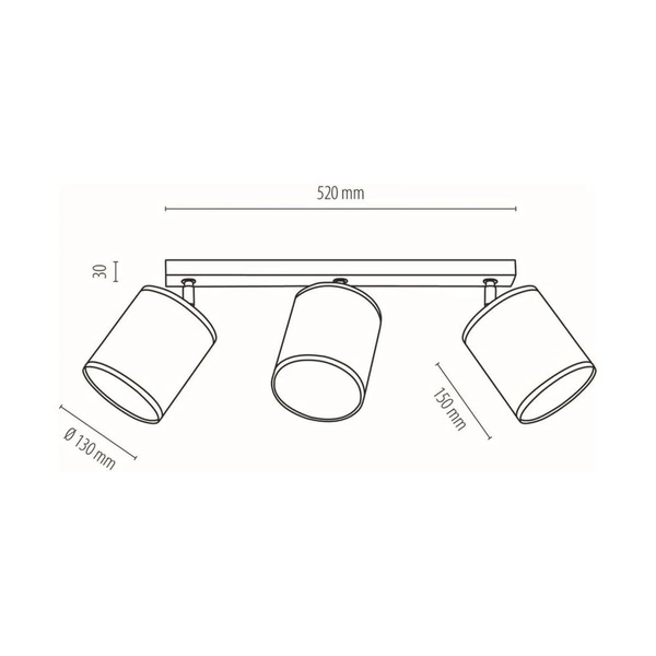 Lampa Sufitowa Nevoa 3xE27 Max.25W Czarny Metal/Chromowany Metal/Czarny Klosz Tkaniny 56795304