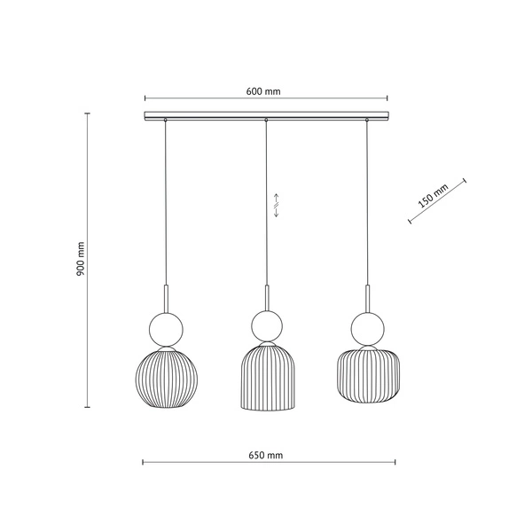 SOPHIA GREEN COGNAC LAMPA WISZĄCA 3XE14
