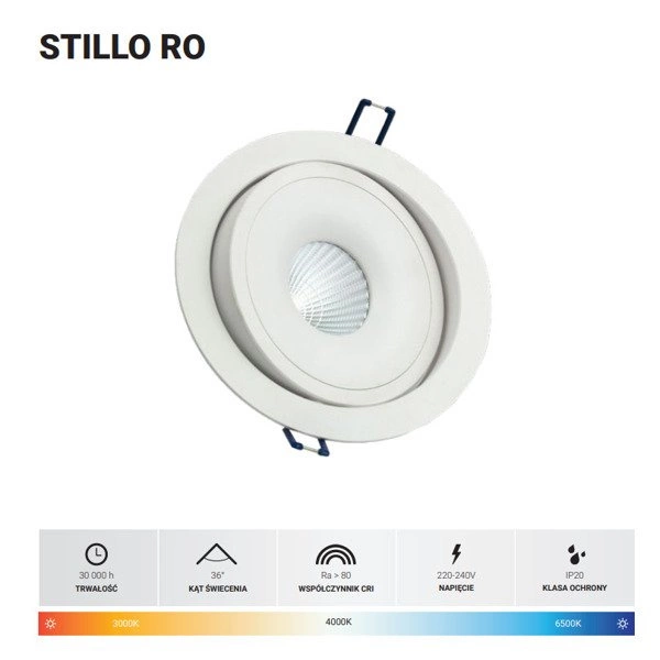 Oprawa wpuszczana STILLO RO 8W neutralna 4000K biały śr. 11cm
