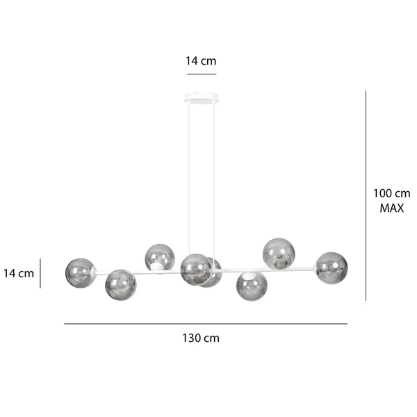 Lampa wisząca Emibig ROSSI 8 WH GRAFIT 878/8