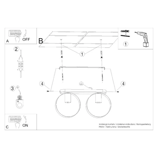 Lampa sufitowa TITRAN 2, biała, 2x60W E27, SL.1135