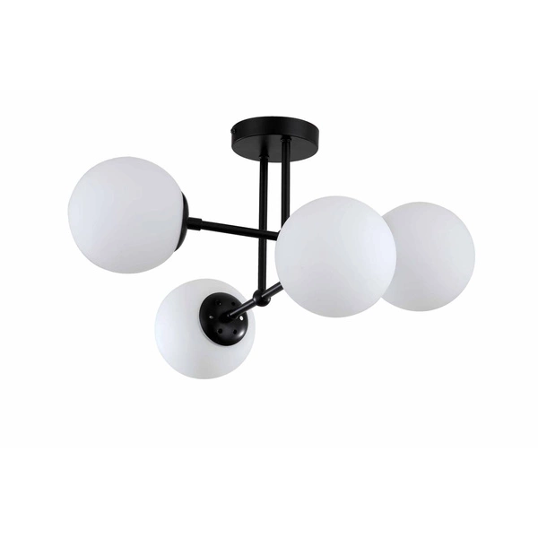 Lampa wisząca Roma 4, czarna z białymi kloszami, 4x40W E14