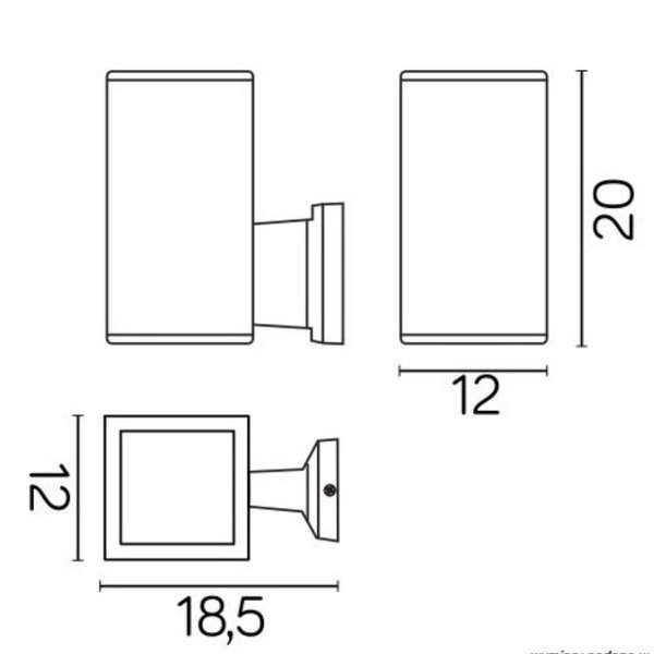 Kinkiet aluminiowy kwadratowy na elewację E27 ADELA 8002 DG | ciemny popiel