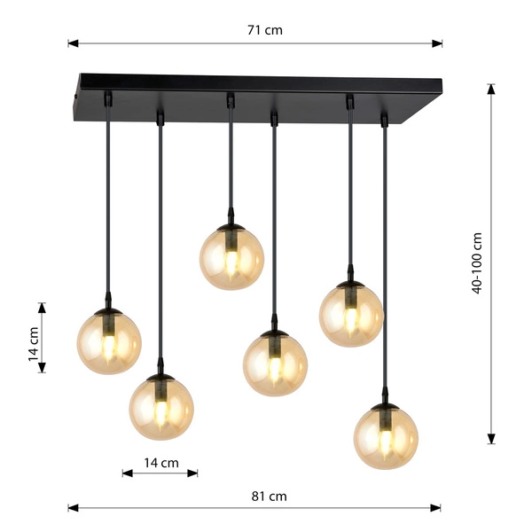 Lampa wisząca Emibig COSMO 6 BL MIODOWY 713/6
