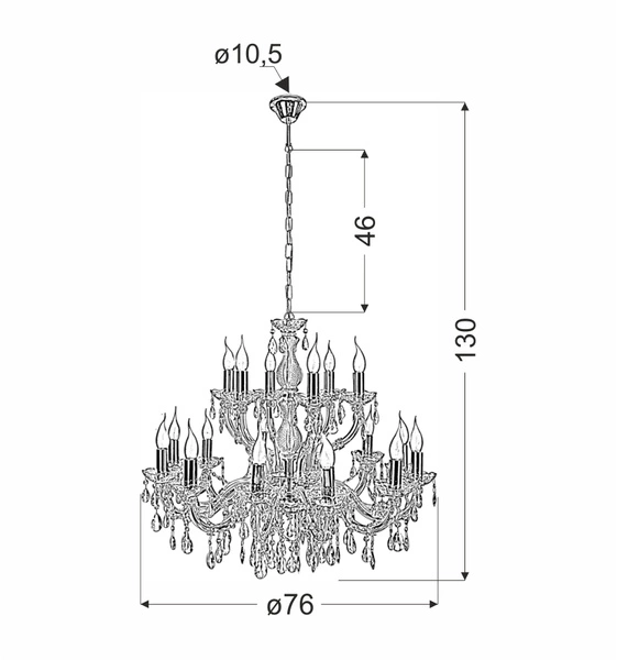 Żyrandol z kryształkami MARIA TERESA 30-94615 złoty/transparentny 18x40W E14