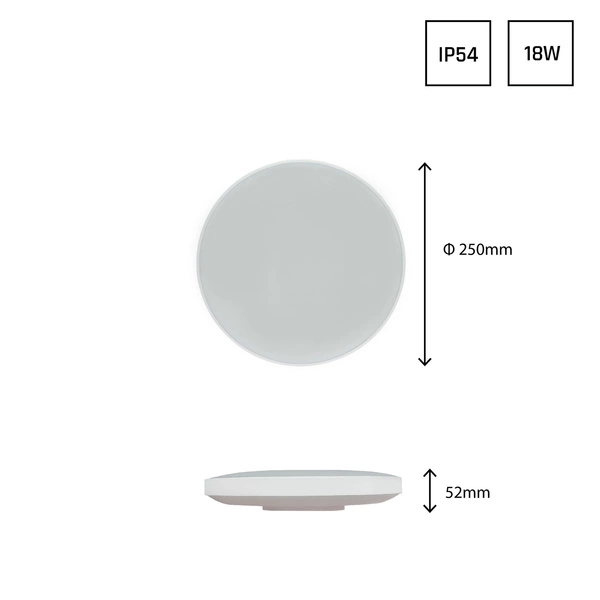 NYMPHEA BLACK & WHITE RINGS 18W WW 230V 115st IP54 FI250x52 BIAŁY/CZARNY OKRĄGŁA CZUJNIK