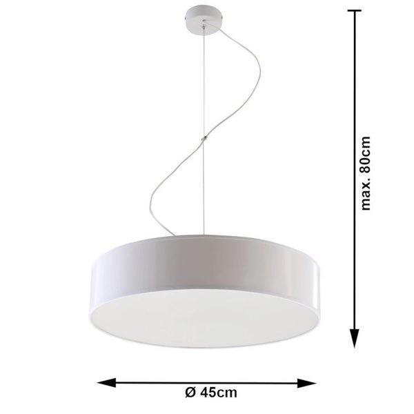 Lampa Wisząca ARENA 45 PVC Stal Biała 3 x 15W LED, SL.0120