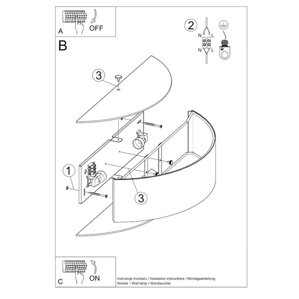 Kinkiet SKALA SL.0763, biały, 2x60W E27