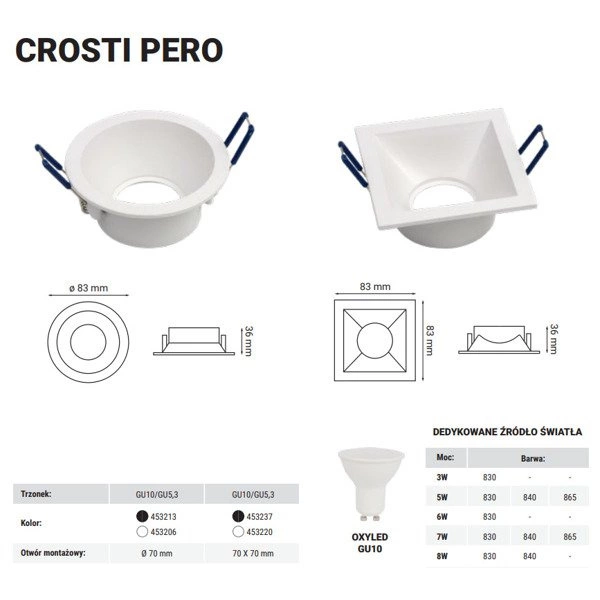Oprawa wpuszczana oczko sufitowe CROSTI PERO SQ czarny szer. 8,3cm