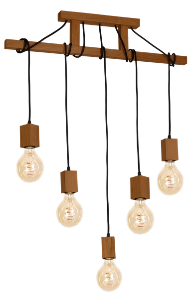Lampa Wisząca JACK, MLP4358, dąb, 5x60W E27