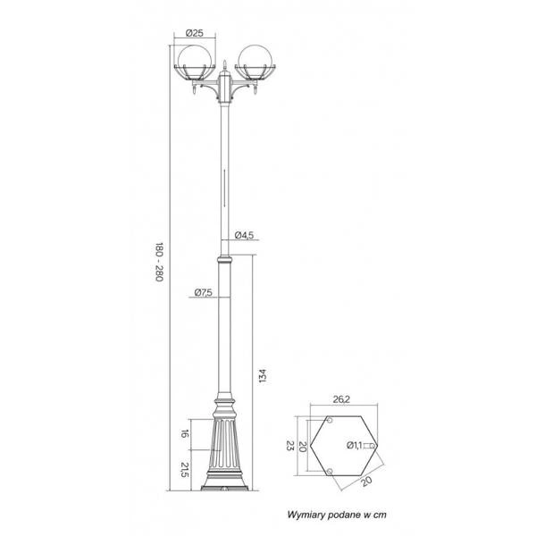 Lampa masztowa KULE Z KOSZYKIEM 200 OGMWN 2 KPO latarnia | czarna