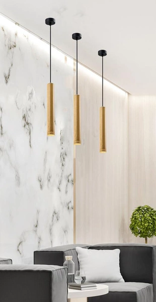 Lampa wisząca TUBO, 40 cm, 31-78599, czarny/drewno, 1x25W GU10