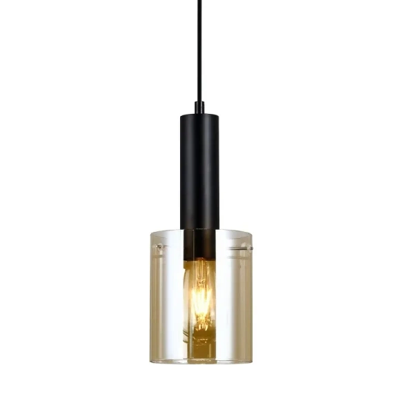 Lampa wisząca SARDO z dymionym kloszem śr. 13cm E27 | czarny