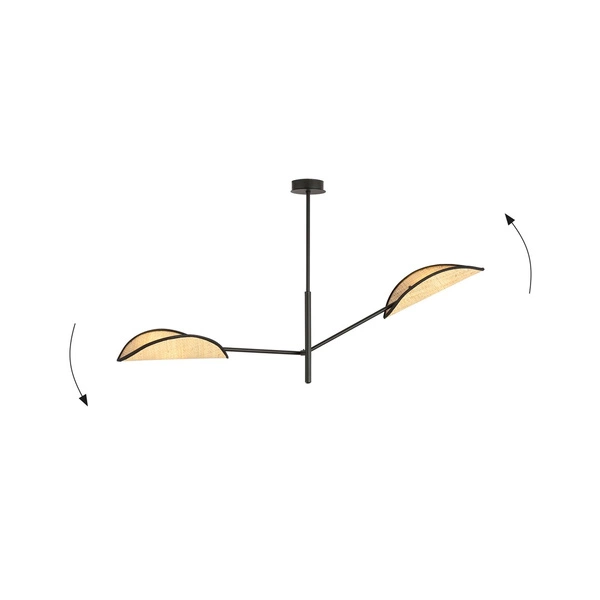 Lampa sufitowa Emibig VENE 2 Czarny/RATTAN 1160/2