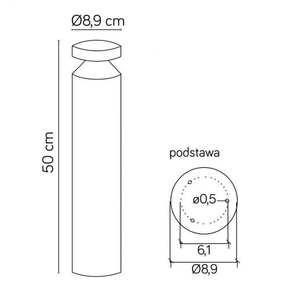 Słupek oświetleniowy zewnętrzny 50cm DELTA DL-500 | ciemny popiel