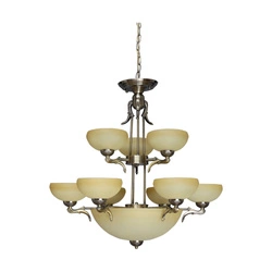 Lampa Sufitowa Cremona 12xE27 Max.60W Metal Patynowy/Szkło Ecru 5091201