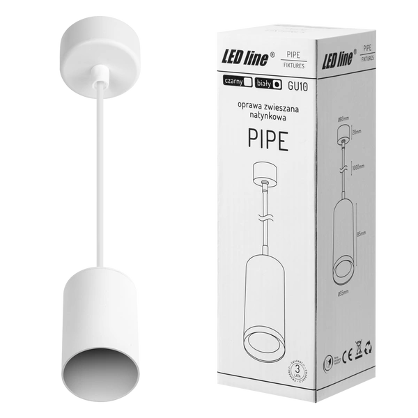 Nowoczesny reflektor zawieszany PIPE WHITE GU10 dł. 12cm | biały