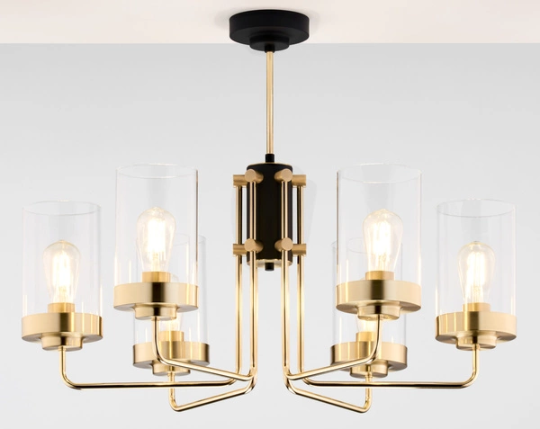 Żyrandol RAMIREZ wys. 64cm 6xE27 15W IP20 | złoty połysk