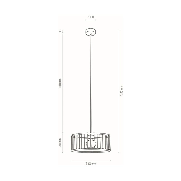 Reve Lampa Wisząca 1xE27 Max.15W LED Dąb Olejowany/Kremowy Sznurek Bawełniany/Kabel z Naturalnej Tkaniny 184517174