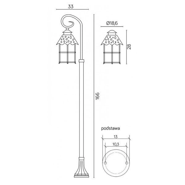 Lampa stojąca masztowa ozdobna TOLEDO K 5002/1/R | czarna