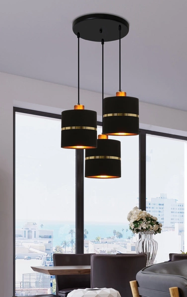 Lampa wisząca ASSAM, 33-17468, czarny/złoty, 3x60W E27