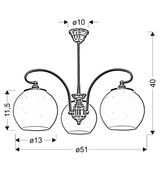 Lampa sufitowa ORBIT 33-69351 patynowa miedź 3x60W E27