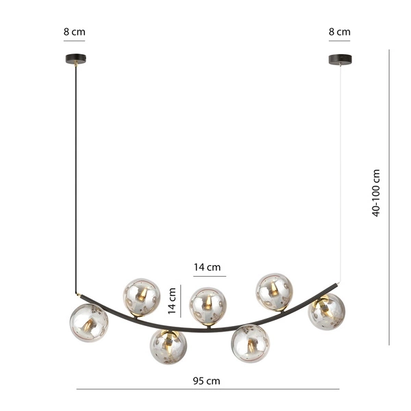 Lampa wisząca Emibig RITZ 7 BL GRAFIT 1297/7