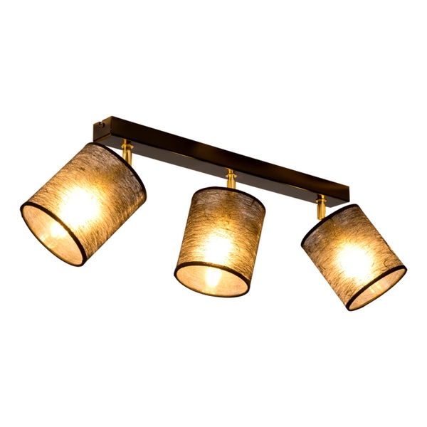 Lampa Sufitowa Nevoa 3xE27 Max.25W Czarny Metal/Złoty Metal/Czarny Klosz Tkaniny 56392304