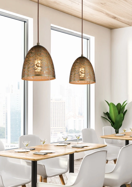 Lampa wisząca SFINKS stożek 31-43306 ażurowa patynowa 1x60W E27