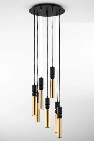 Nowoczesna Lampa wisząca ALAS wys. 35-136cm 7xG10 14W IP20 | Złoty