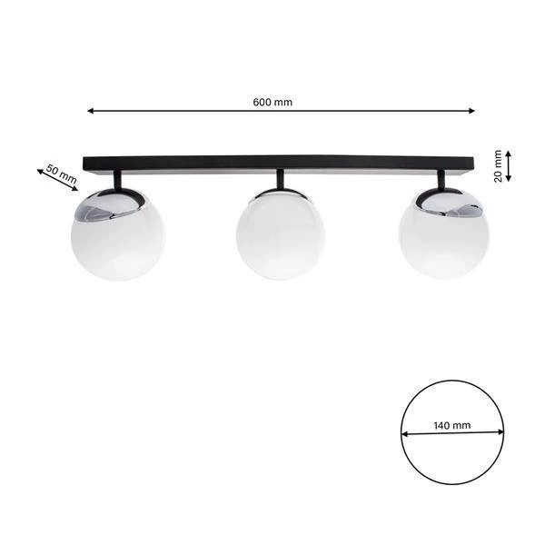 Lampa sufitowa nowoczesna szklana kula listwa SFERA III chrom szer. 65cm