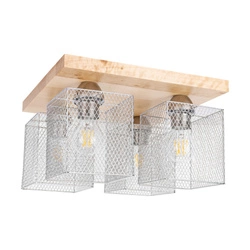 Lampa sufitowa Norman Wood 4xE27 Max.25W Drewno brzozowe/Chromowany metal 8175460